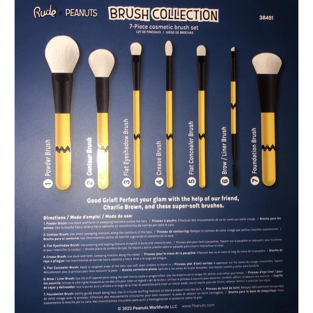 Rude X Peanuts Brush Collection (7 Pcs) Charlie Brown Yellow‎ Black
